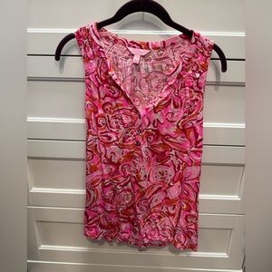Lilly Pulitzer Pink Patterned Tank Top Small EUC